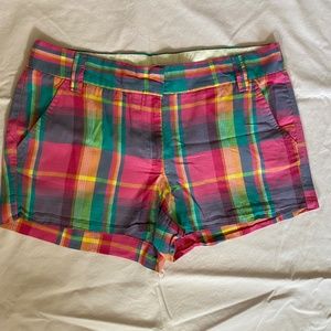 J.Crew Pink Green Blue Plaid Shorts Size 6